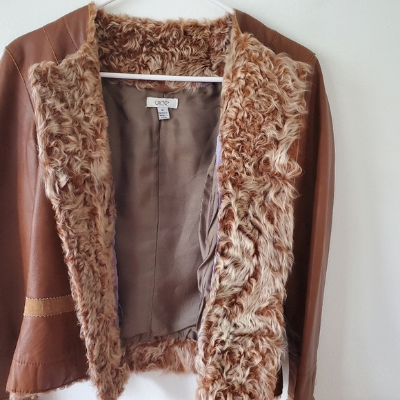 Vtg Y2K Cache Lamb Leather Fur Trim Sueded Gemstone Jacket Size Medium - Picture 11 of 16